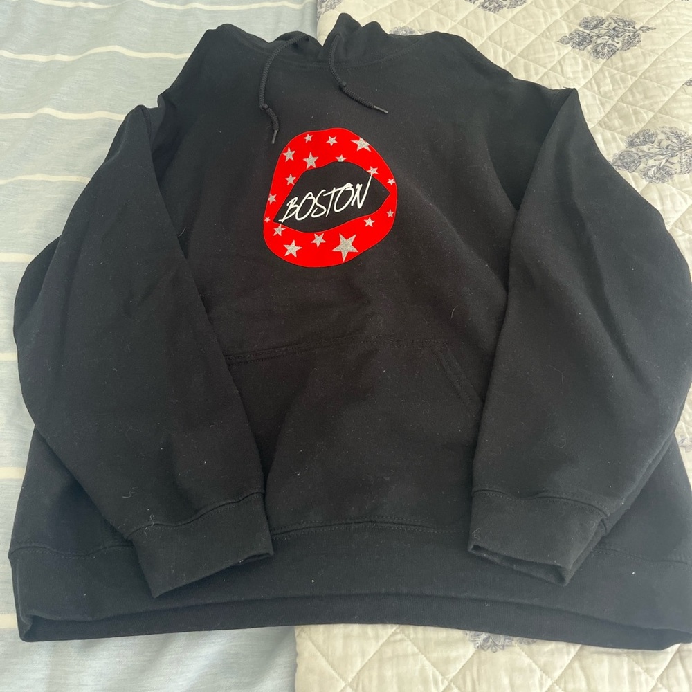 Women’s “Boston” Hooded Black Sweatshirt Size Medium